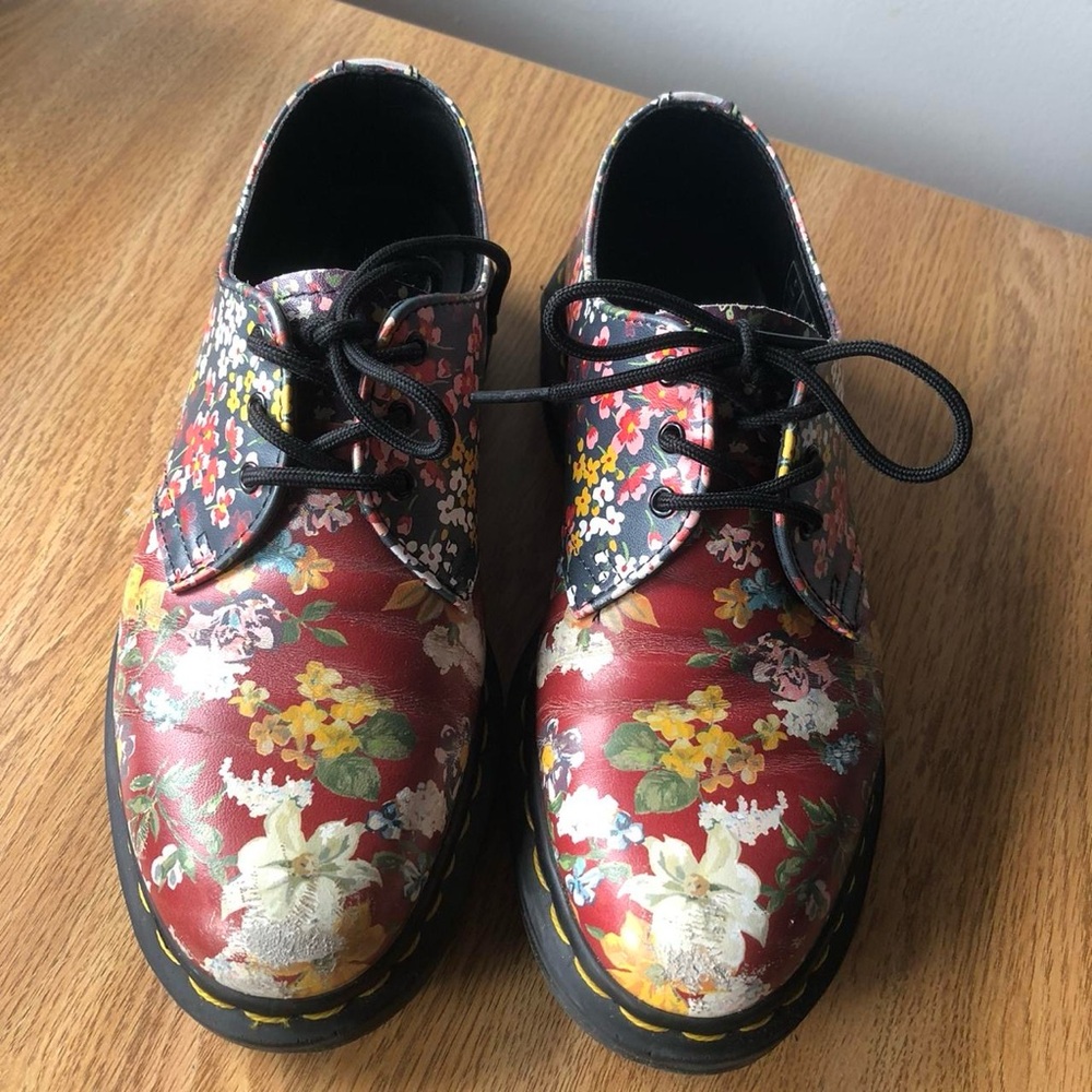 Dr. Martens Burgundy Floral Lace-Up Boots